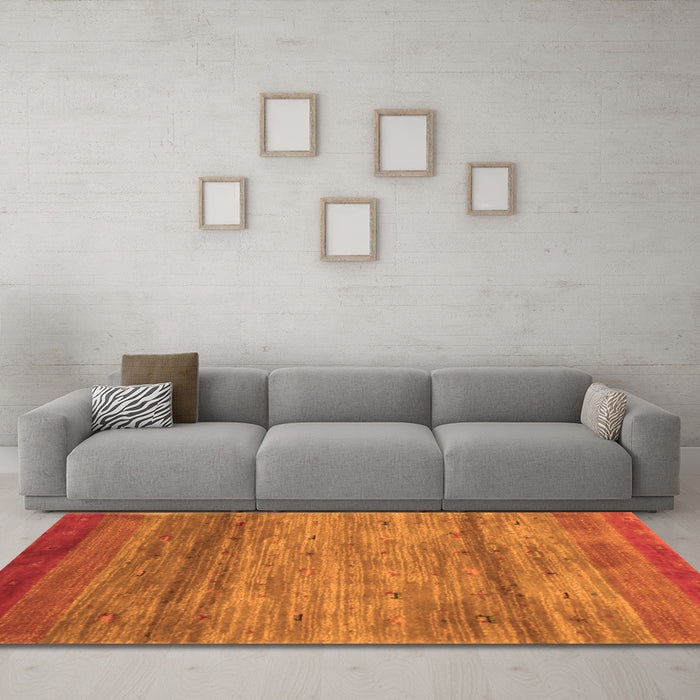 Machine Washable Abstract Orange Contemporary Area Rugs in a Living Room, wshcon2837org