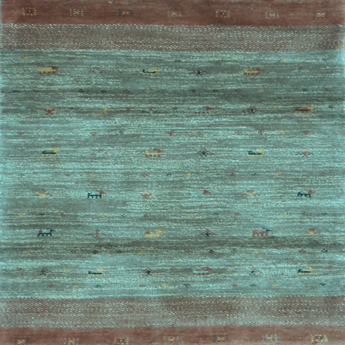 Square Abstract Light Blue Contemporary Rug, con2837lblu