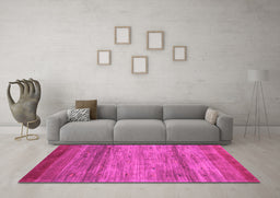 Machine Washable Abstract Pink Contemporary Rug in a Living Room, wshcon2837pnk