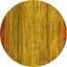 Round Abstract Yellow Contemporary Rug, con2837yw