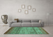 Machine Washable Abstract Turquoise Contemporary Area Rugs in a Living Room,, wshcon2837turq