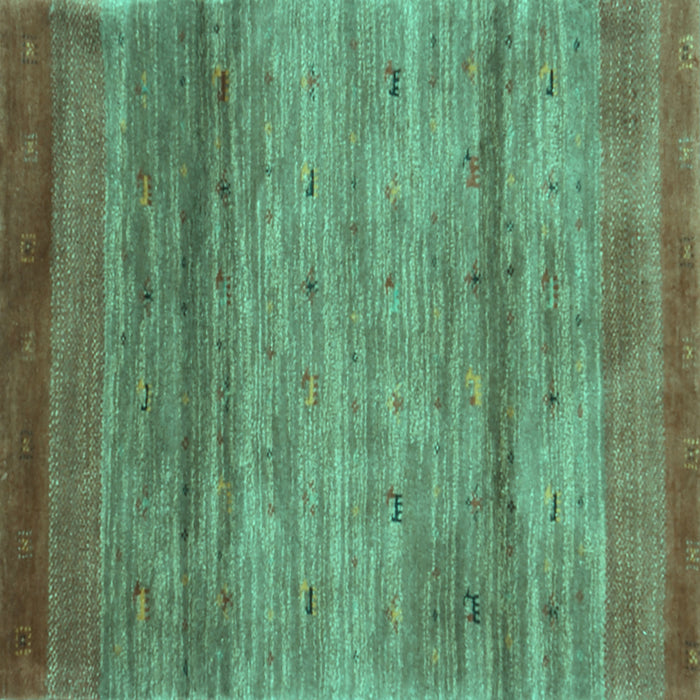 Square Abstract Turquoise Contemporary Rug, con2837turq