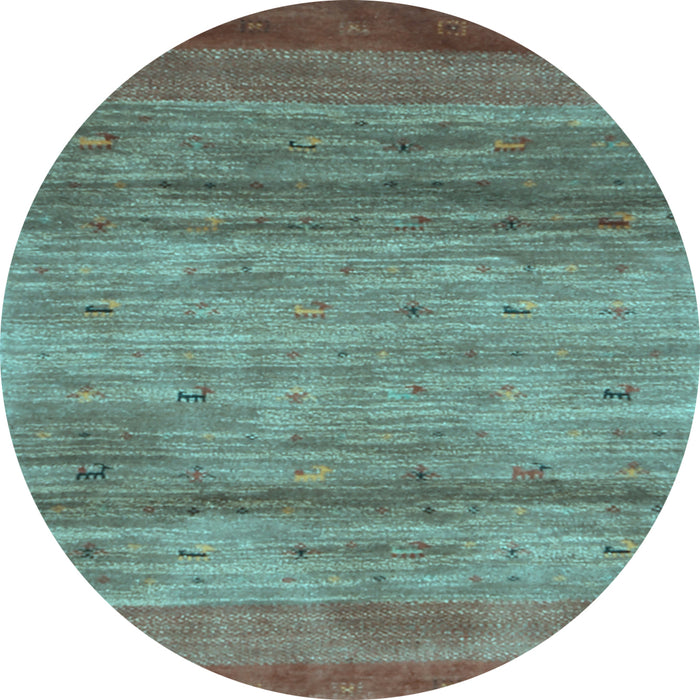 Round Machine Washable Abstract Light Blue Contemporary Rug, wshcon2837lblu