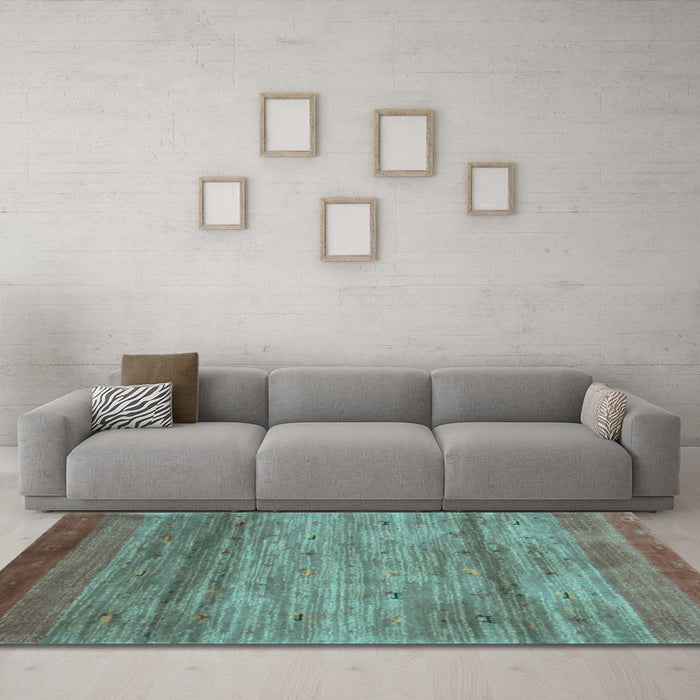 Machine Washable Abstract Light Blue Contemporary Rug in a Living Room, wshcon2837lblu