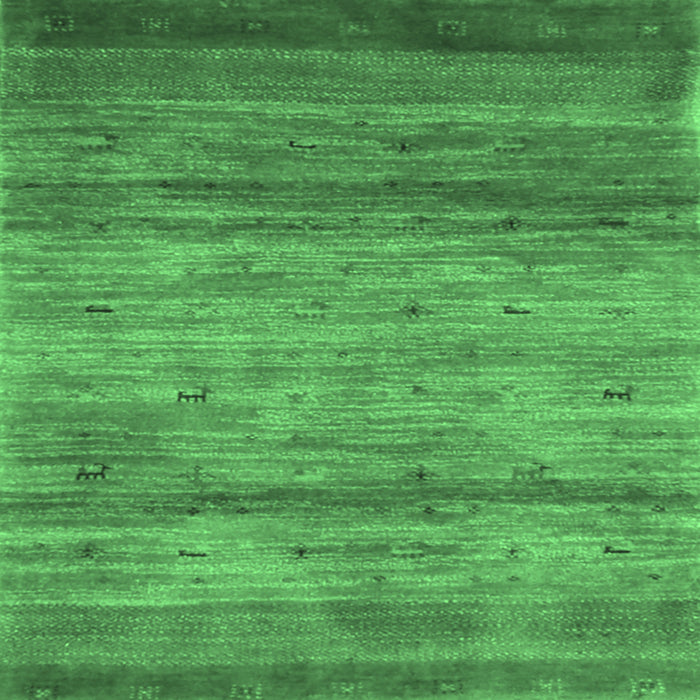 Square Abstract Emerald Green Contemporary Rug, con2837emgrn