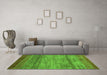 Machine Washable Abstract Green Contemporary Area Rugs in a Living Room,, wshcon2837grn