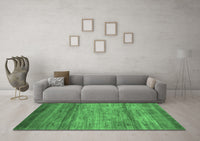 Machine Washable Abstract Emerald Green Contemporary Rug, wshcon2837emgrn