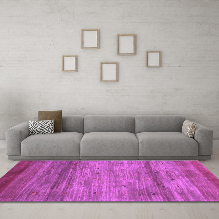 Machine Washable Abstract Purple Contemporary Area Rugs in a Living Room, wshcon2837pur