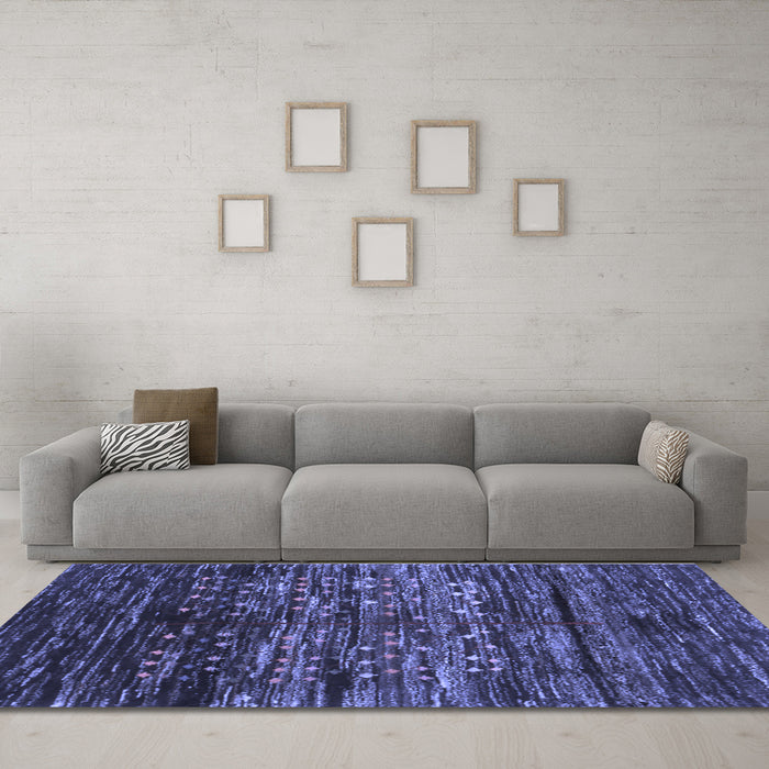 Machine Washable Abstract Blue Contemporary Rug in a Living Room, wshcon2838blu