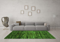 Machine Washable Abstract Green Contemporary Rug, wshcon2838grn