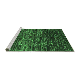 Sideview of Machine Washable Abstract Emerald Green Contemporary Area Rugs, wshcon2838emgrn