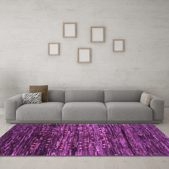 Machine Washable Abstract Purple Contemporary Area Rugs in a Living Room, wshcon2838pur