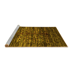 Sideview of Machine Washable Abstract Yellow Contemporary Rug, wshcon2838yw