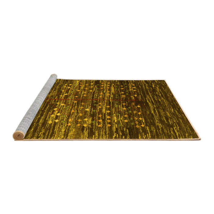 Sideview of Machine Washable Abstract Yellow Contemporary Rug, wshcon2838yw