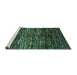 Sideview of Machine Washable Abstract Turquoise Contemporary Area Rugs, wshcon2838turq