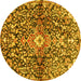 Round Abstract Yellow Contemporary Rug, con2839yw