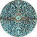 Round Abstract Light Blue Contemporary Rug, con2839lblu