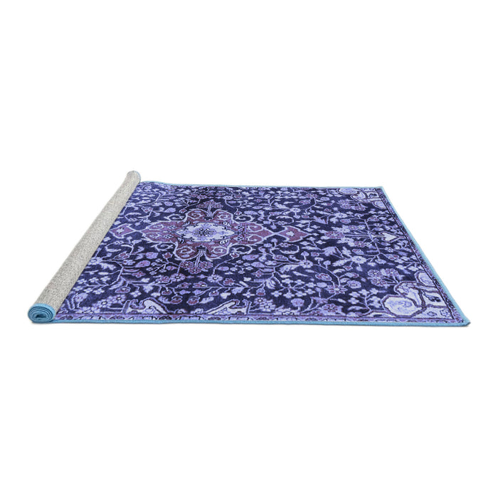 Sideview of Machine Washable Abstract Blue Contemporary Rug, wshcon2839blu