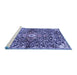 Sideview of Machine Washable Abstract Blue Contemporary Rug, wshcon2839blu