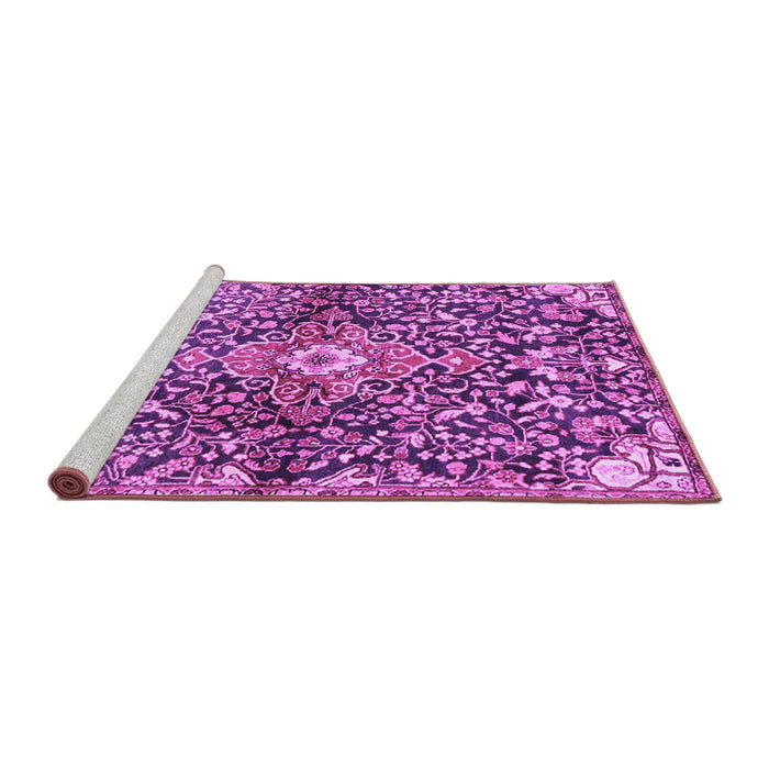 Sideview of Machine Washable Abstract Purple Contemporary Area Rugs, wshcon2839pur