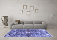 Machine Washable Abstract Blue Contemporary Rug, wshcon2839blu