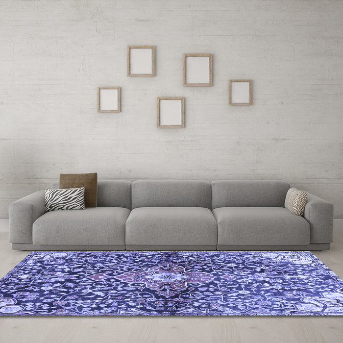 Machine Washable Abstract Blue Contemporary Rug in a Living Room, wshcon2839blu