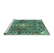 Sideview of Machine Washable Abstract Turquoise Contemporary Area Rugs, wshcon2839turq