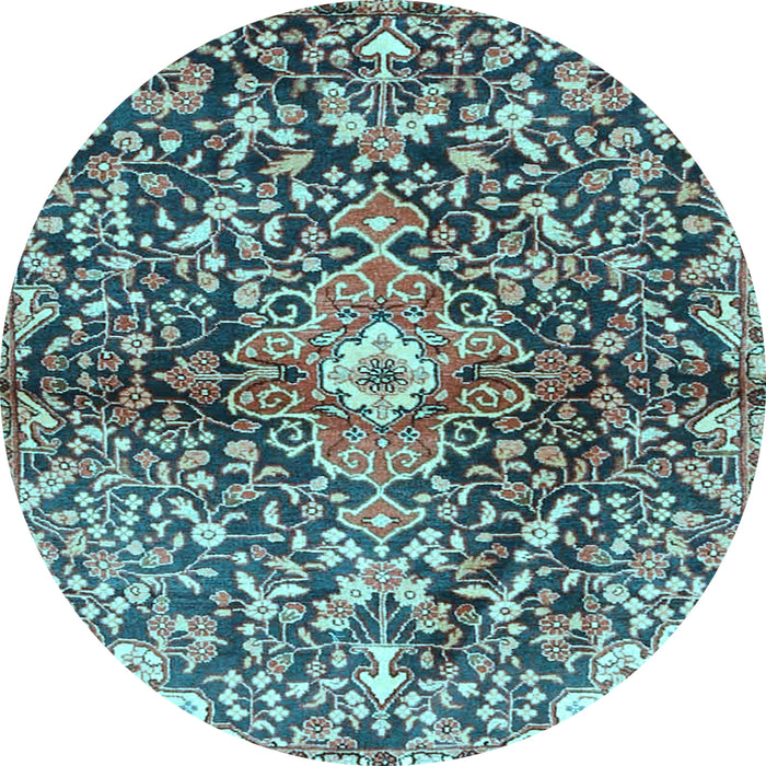 Round Machine Washable Abstract Light Blue Contemporary Rug, wshcon2839lblu