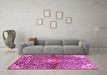 Machine Washable Abstract Pink Contemporary Rug in a Living Room, wshcon2839pnk