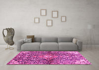 Machine Washable Abstract Pink Contemporary Rug, wshcon2839pnk