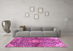 Machine Washable Abstract Pink Contemporary Rug in a Living Room, wshcon2839pnk