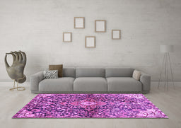 Machine Washable Abstract Purple Contemporary Area Rugs in a Living Room, wshcon2839pur