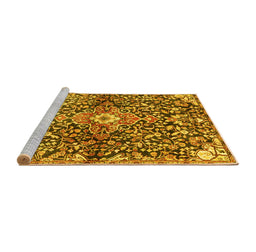 Sideview of Machine Washable Abstract Yellow Contemporary Rug, wshcon2839yw
