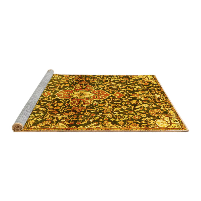 Sideview of Machine Washable Abstract Yellow Contemporary Rug, wshcon2839yw