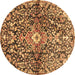 Round Machine Washable Abstract Brown Contemporary Rug, wshcon2839brn