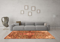 Machine Washable Abstract Orange Contemporary Rug, wshcon2839org