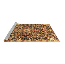 Sideview of Machine Washable Abstract Brown Contemporary Rug, wshcon2839brn
