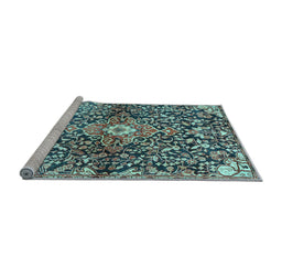 Sideview of Machine Washable Abstract Light Blue Contemporary Rug, wshcon2839lblu