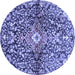 Round Abstract Blue Contemporary Rug, con2839blu