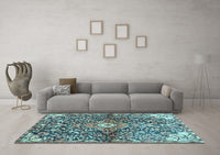 Machine Washable Abstract Light Blue Contemporary Rug, wshcon2839lblu