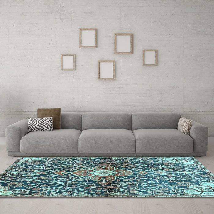 Machine Washable Abstract Light Blue Contemporary Rug in a Living Room, wshcon2839lblu