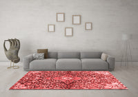 Machine Washable Abstract Red Contemporary Rug, wshcon2839red