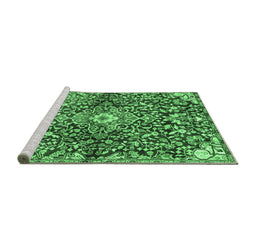 Sideview of Machine Washable Abstract Emerald Green Contemporary Area Rugs, wshcon2839emgrn