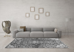 Machine Washable Abstract Gray Contemporary Rug in a Living Room,, wshcon2839gry