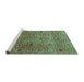 Sideview of Machine Washable Abstract Turquoise Contemporary Area Rugs, wshcon283turq