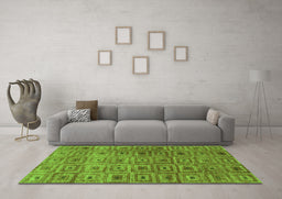 Machine Washable Abstract Green Contemporary Area Rugs in a Living Room,, wshcon283grn