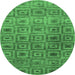 Round Machine Washable Abstract Emerald Green Contemporary Area Rugs, wshcon283emgrn