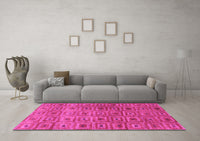 Machine Washable Abstract Pink Contemporary Rug, wshcon283pnk