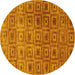 Round Machine Washable Abstract Yellow Contemporary Rug, wshcon283yw