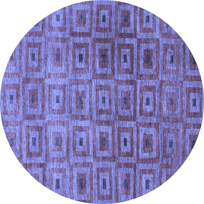 Round Machine Washable Abstract Blue Contemporary Rug, wshcon283blu